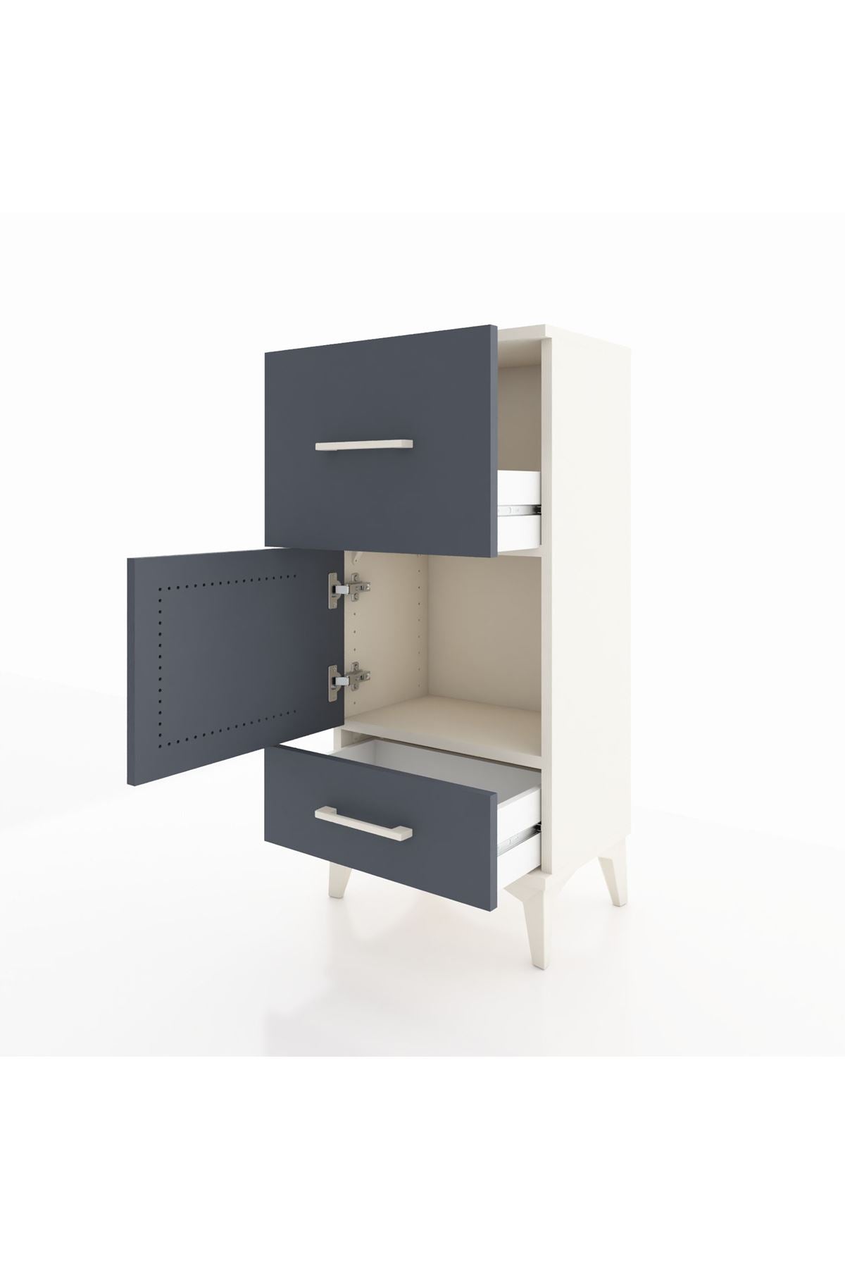 Arges Komodin Tek Raflı 2 Çekmeceli Tek Kapaklı 44x30x96 - S09M029V2A