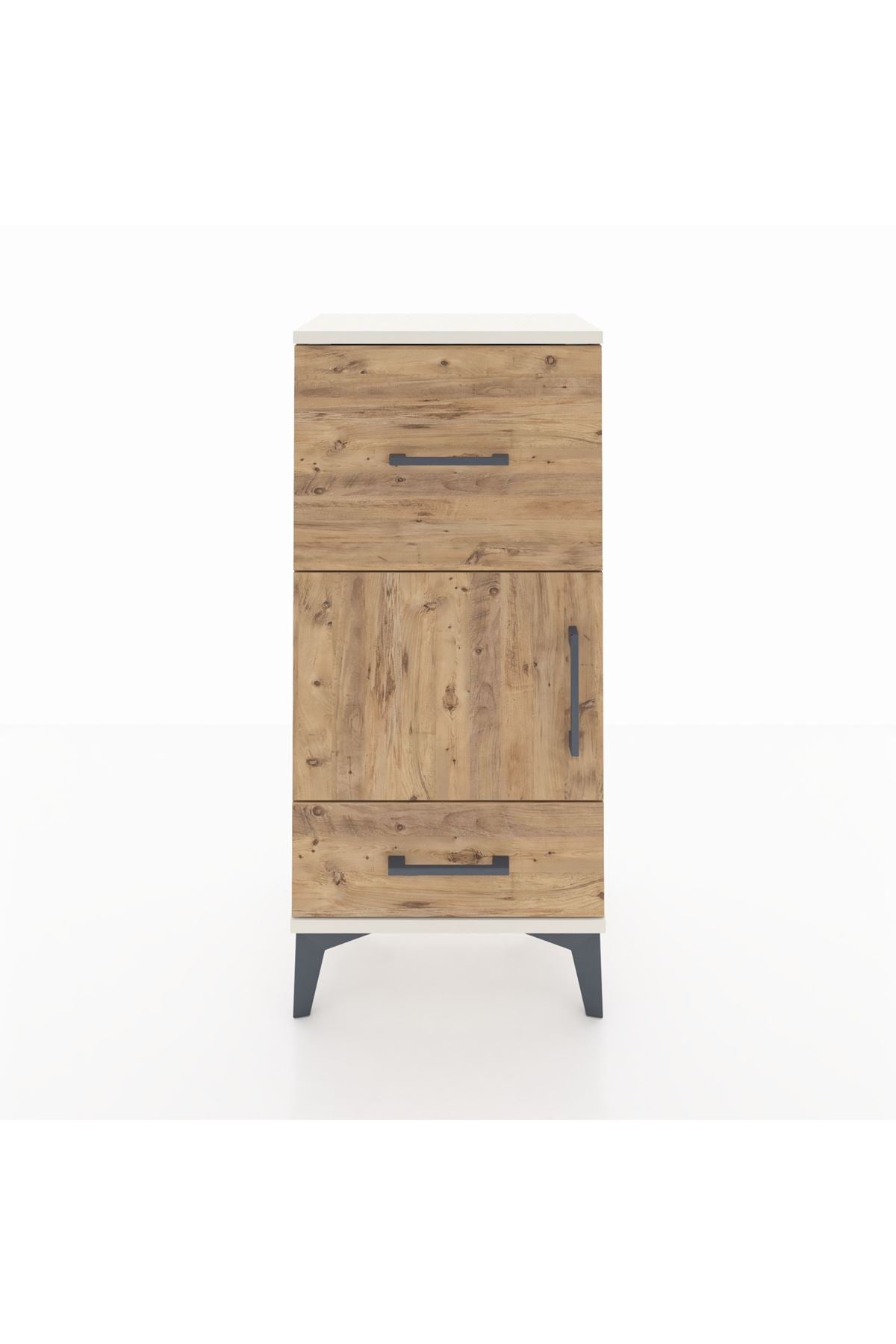 Arges Komodin Tek Raflı 2 Çekmeceli Tek Kapaklı 44x30x96 - S09M029V3A
