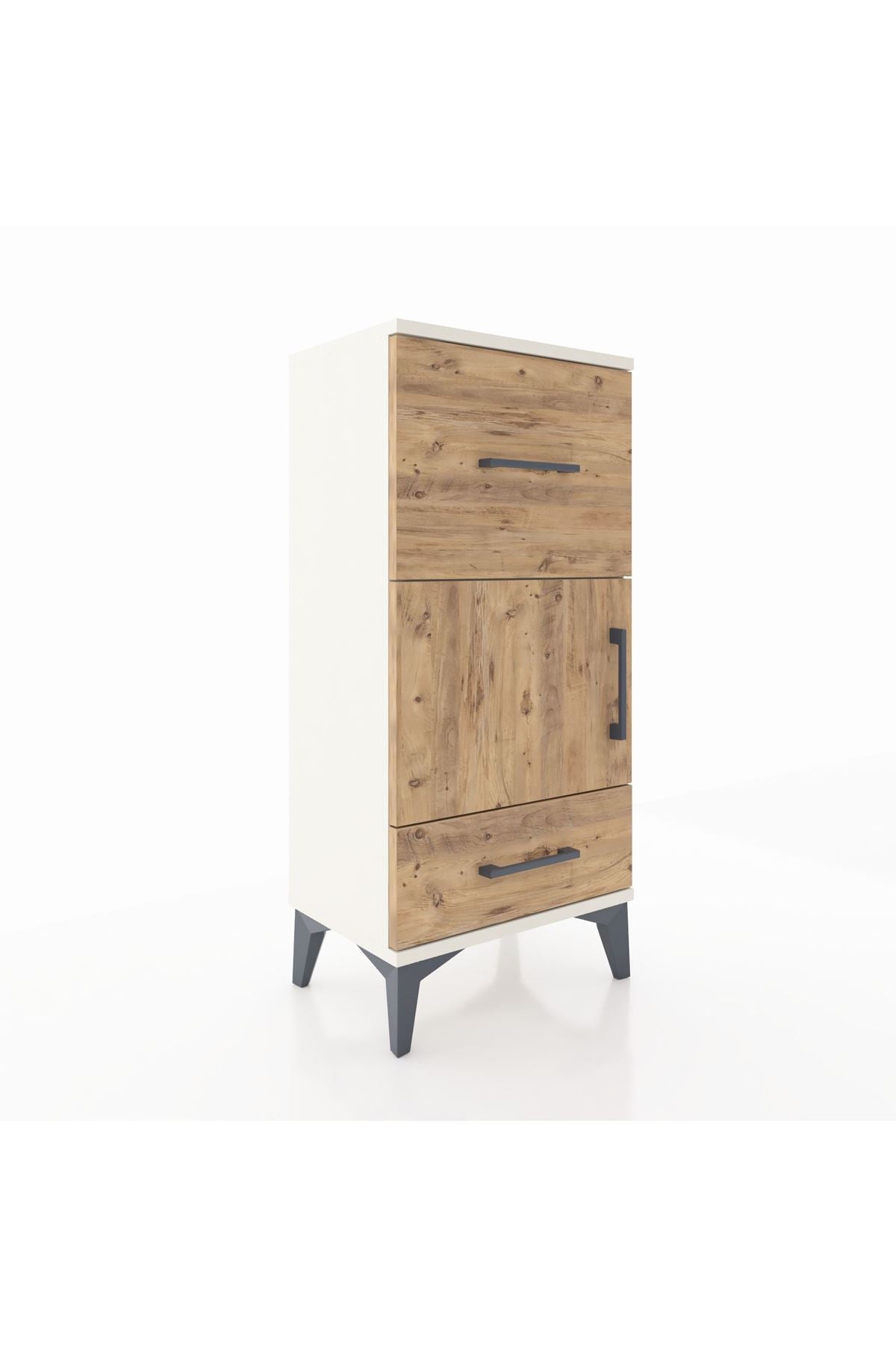 Arges Komodin Tek Raflı 2 Çekmeceli Tek Kapaklı 44x30x96 - S09M029V3A