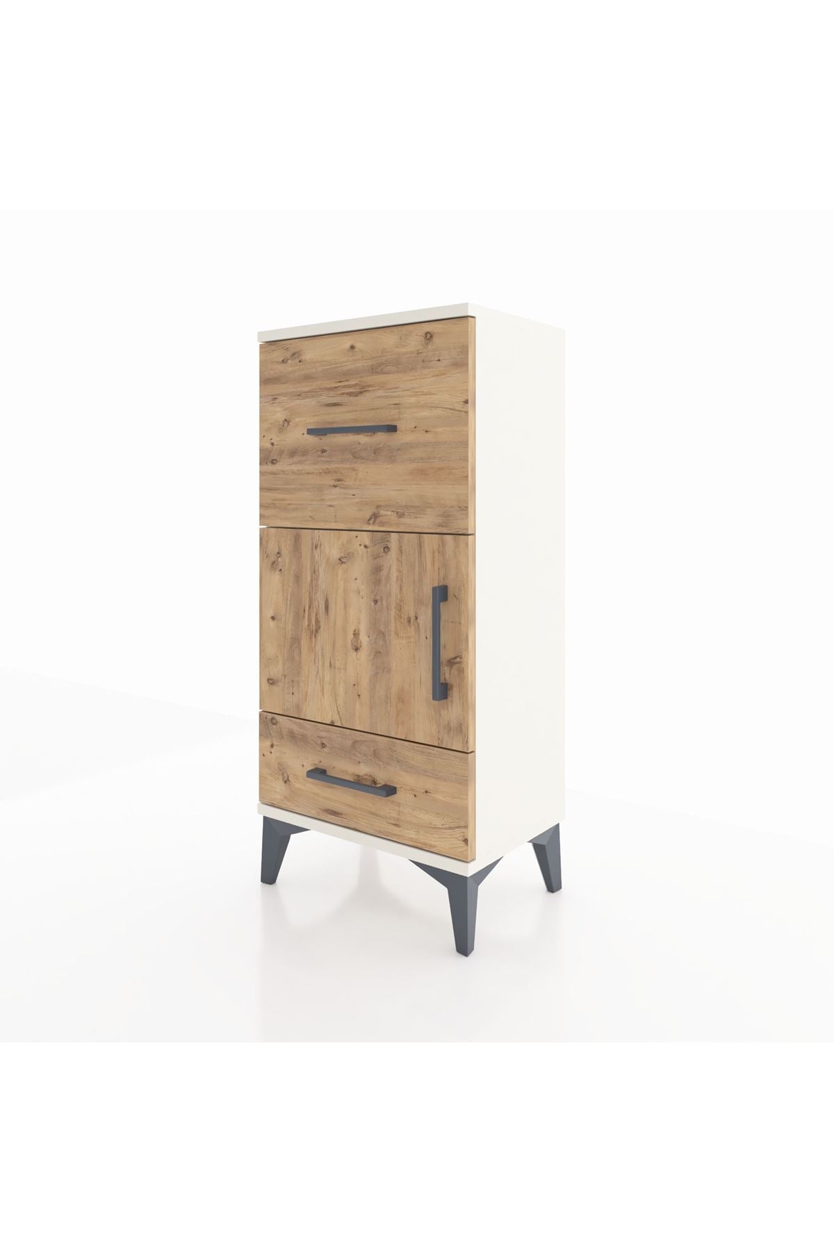 Arges Komodin Tek Raflı 2 Çekmeceli Tek Kapaklı 44x30x96 - S09M029V3A