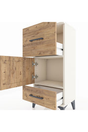 Arges Komodin Tek Raflı 2 Çekmeceli Tek Kapaklı 44x30x96 - S09M029V3A