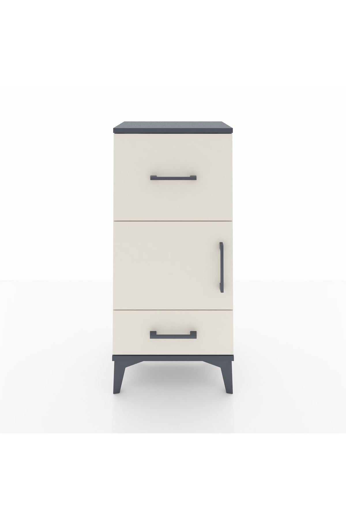 Arges Komodin Tek Raflı 2 Çekmeceli Tek Kapaklı 44x30x96 - S09M029V4A