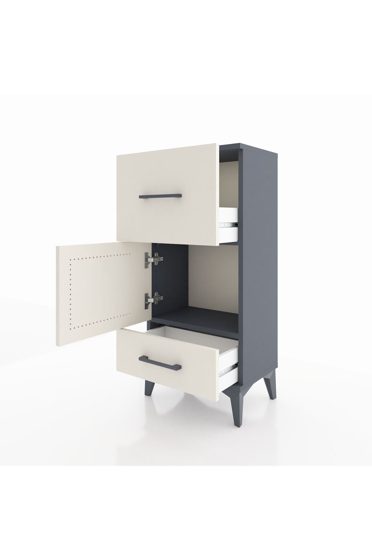 Arges Komodin Tek Raflı 2 Çekmeceli Tek Kapaklı 44x30x96 - S09M029V4A