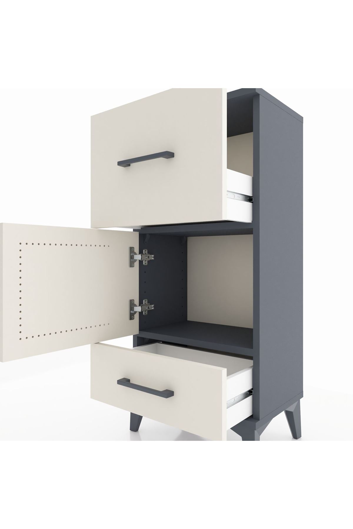 Arges Komodin Tek Raflı 2 Çekmeceli Tek Kapaklı 44x30x96 - S09M029V4A