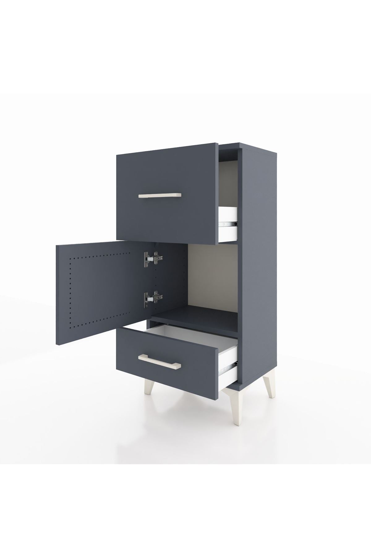 Arges Komodin Tek Raflı 2 Çekmeceli Tek Kapaklı 44x30x96 - S09M029V5A
