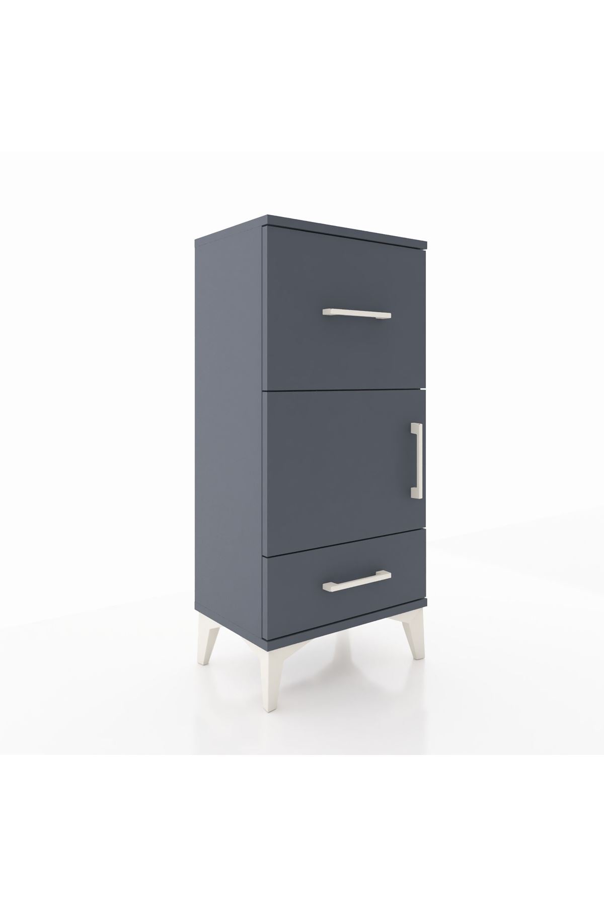 Arges Komodin Tek Raflı 2 Çekmeceli Tek Kapaklı 44x30x96 - S09M029V5A