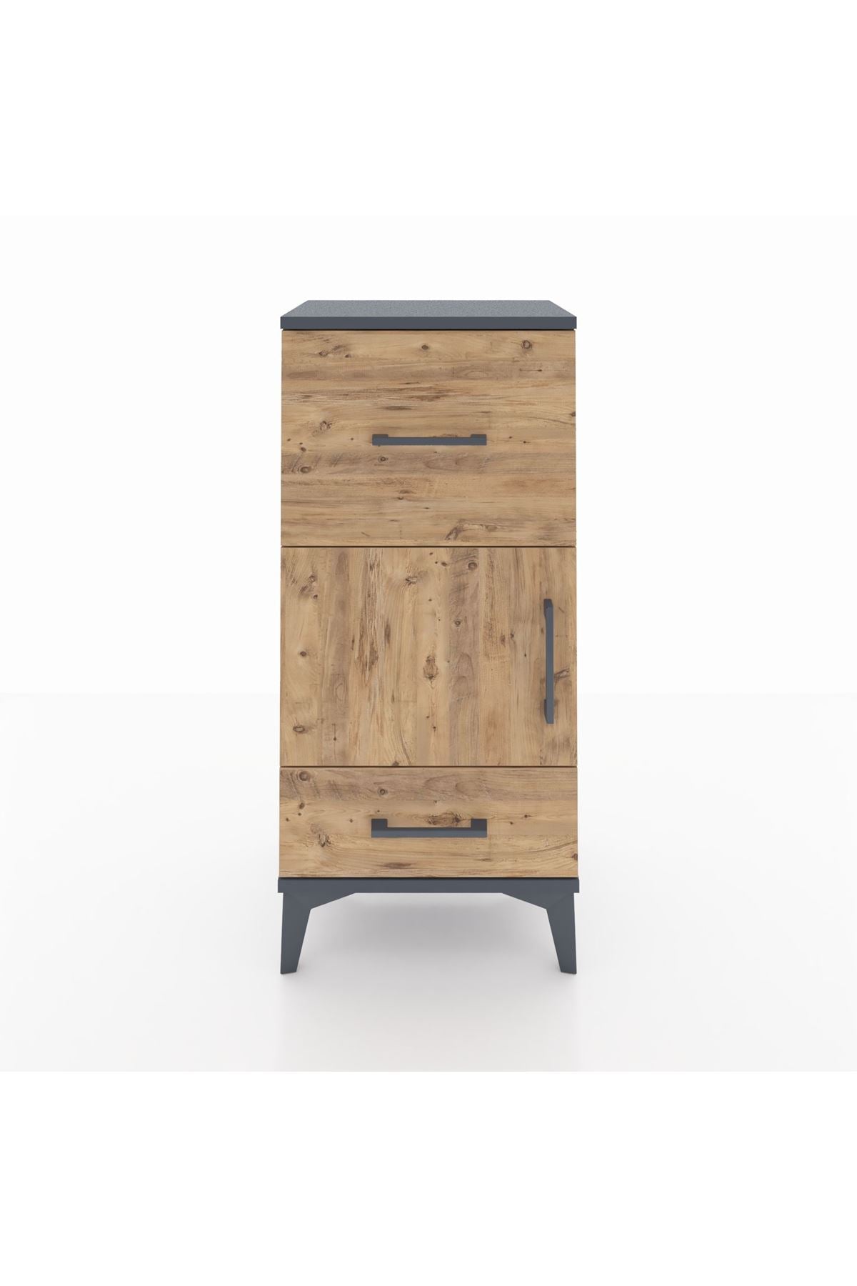 Arges Komodin Tek Raflı 2 Çekmeceli Tek Kapaklı 44x30x96 - S09M029V6A