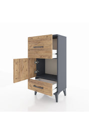 Arges Komodin Tek Raflı 2 Çekmeceli Tek Kapaklı 44x30x96 - S09M029V6A
