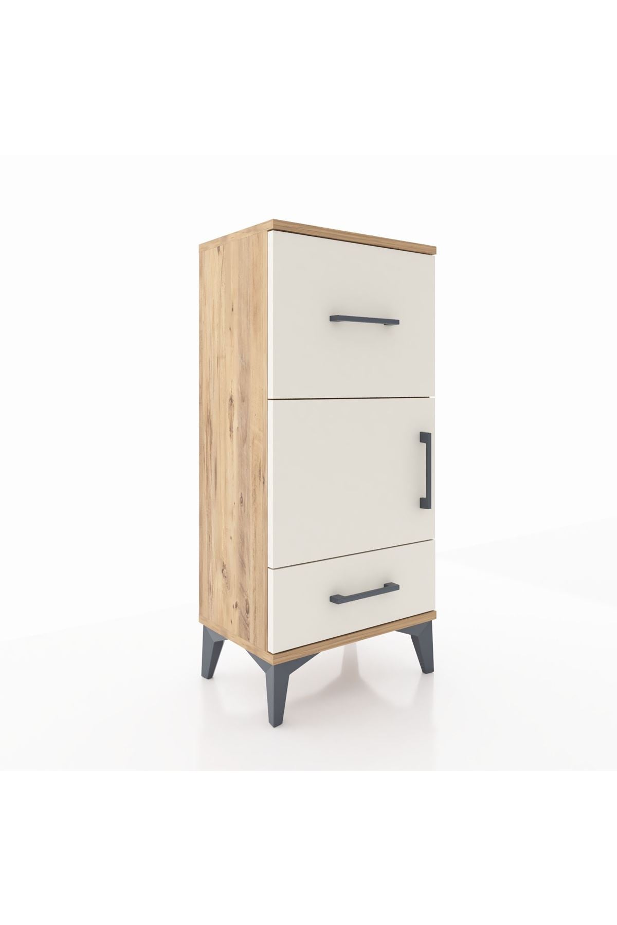 Arges Komodin Tek Raflı 2 Çekmeceli Tek Kapaklı 44x30x96 - S09M029V7A