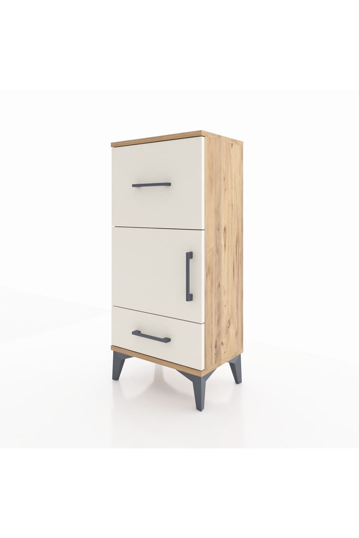 Arges Komodin Tek Raflı 2 Çekmeceli Tek Kapaklı 44x30x96 - S09M029V7A
