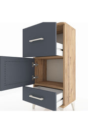 Arges Komodin Tek Raflı 2 Çekmeceli Tek Kapaklı 44x30x96 - S09M029V8A