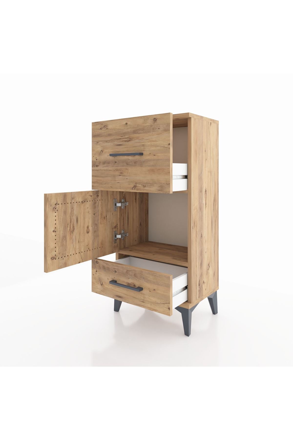 Arges Komodin Tek Raflı 2 Çekmeceli Tek Kapaklı 44x30x96 - S09M029V9A