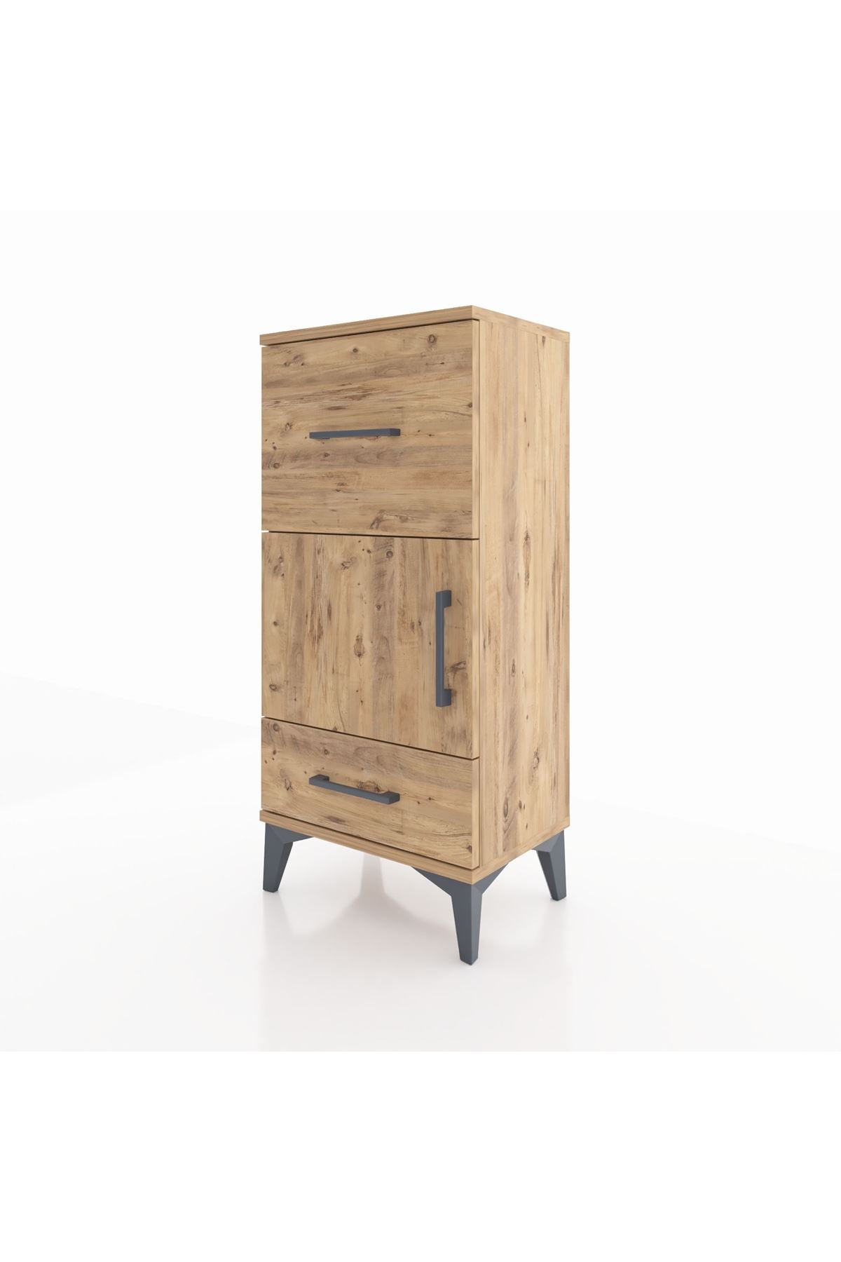 Arges Komodin Tek Raflı 2 Çekmeceli Tek Kapaklı 44x30x96 - S09M029V9A