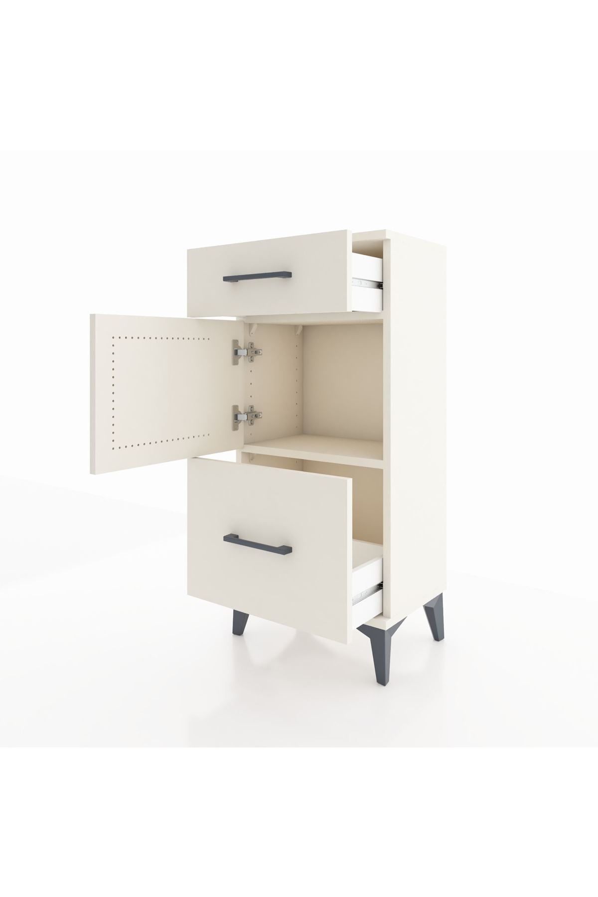 Arges Komodin Tek Raflı 2 Çekmeceli Tek Kapaklı 44x30x96 - S09M030V1A