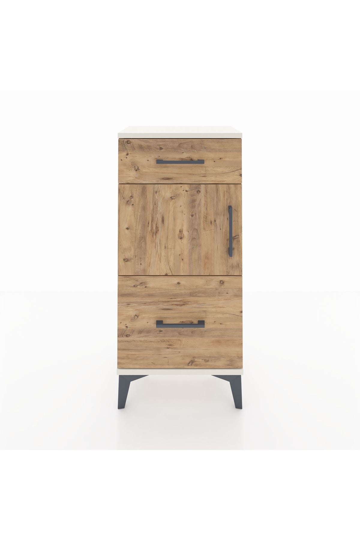 Arges Komodin Tek Raflı 2 Çekmeceli Tek Kapaklı 44x30x96 - S09M030V3A