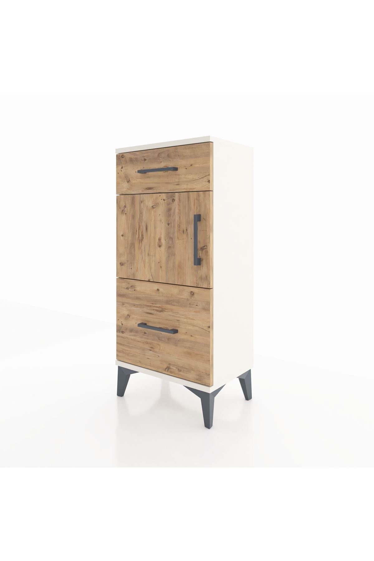 Arges Komodin Tek Raflı 2 Çekmeceli Tek Kapaklı 44x30x96 - S09M030V3A