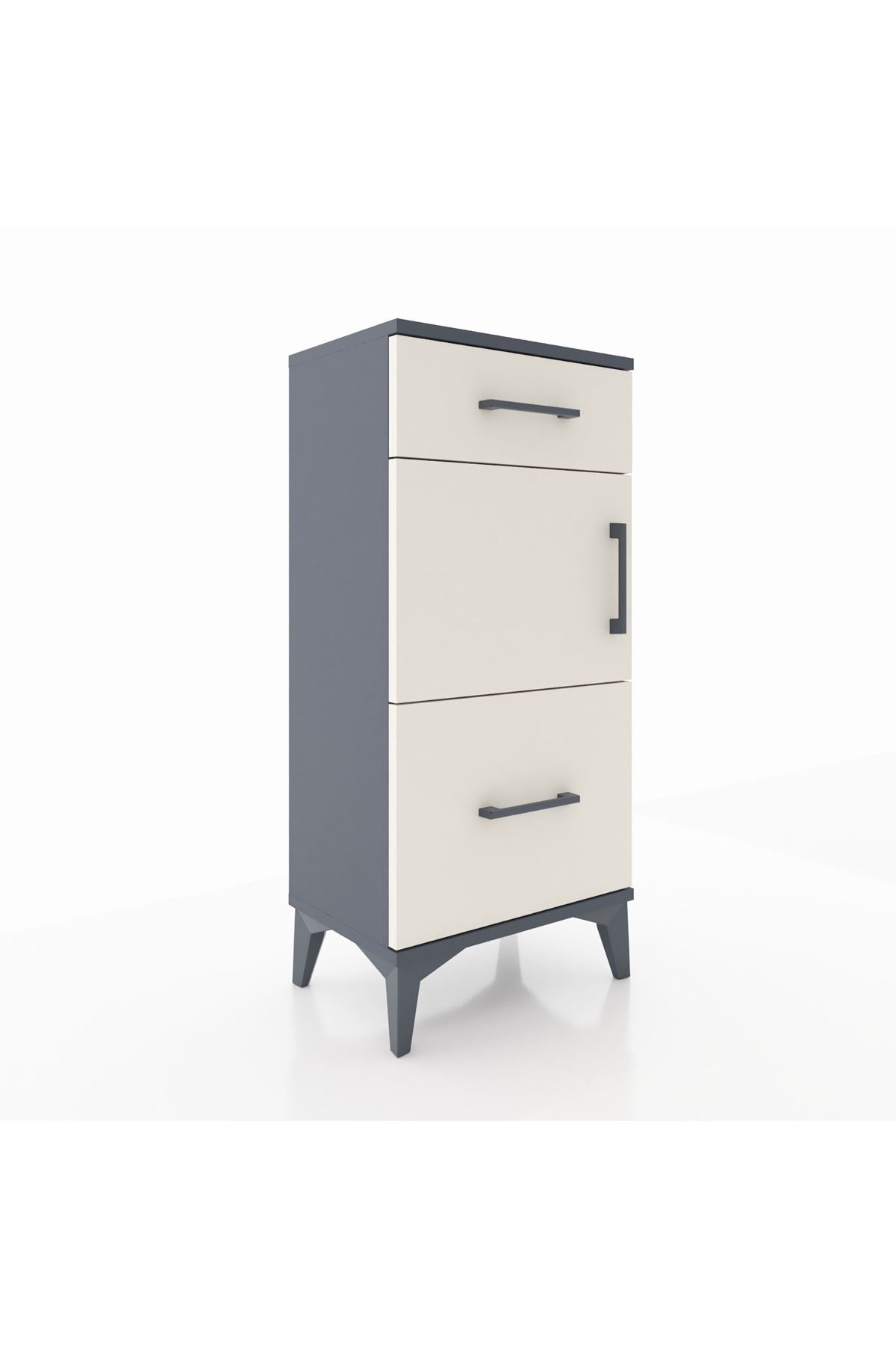 Arges Komodin Tek Raflı 2 Çekmeceli Tek Kapaklı 44x30x96 - S09M030V4A