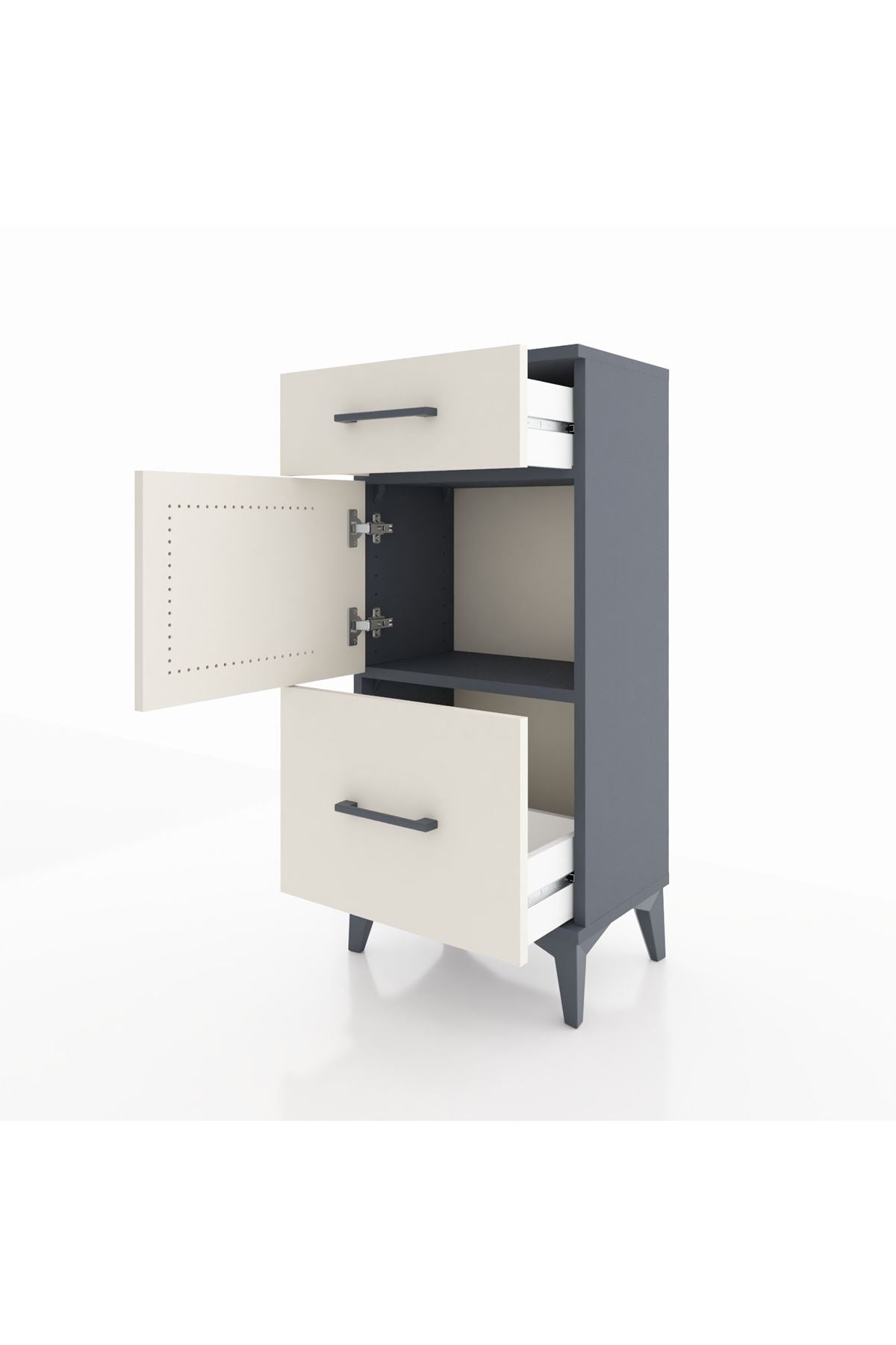 Arges Komodin Tek Raflı 2 Çekmeceli Tek Kapaklı 44x30x96 - S09M030V4A
