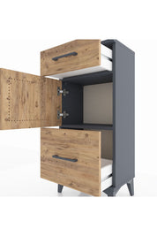 Arges Komodin Tek Raflı 2 Çekmeceli Tek Kapaklı 44x30x96 - S09M030V6A