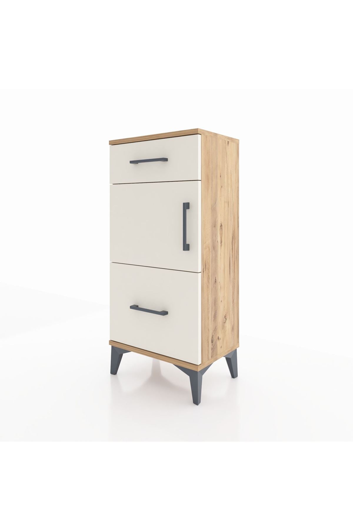 Arges Komodin Tek Raflı 2 Çekmeceli Tek Kapaklı 44x30x96 - S09M030V7A