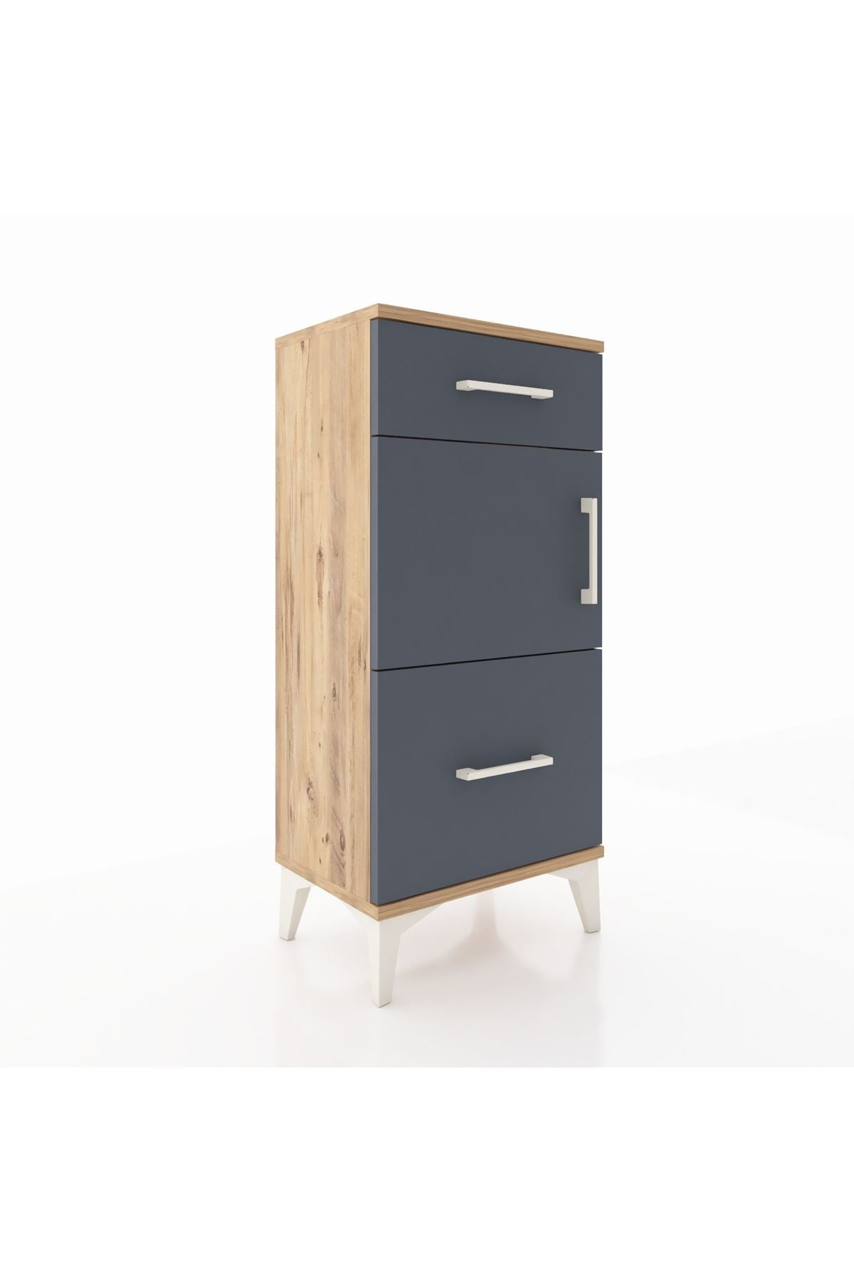 Arges Komodin Tek Raflı 2 Çekmeceli Tek Kapaklı 44x30x96 - S09M030V8A