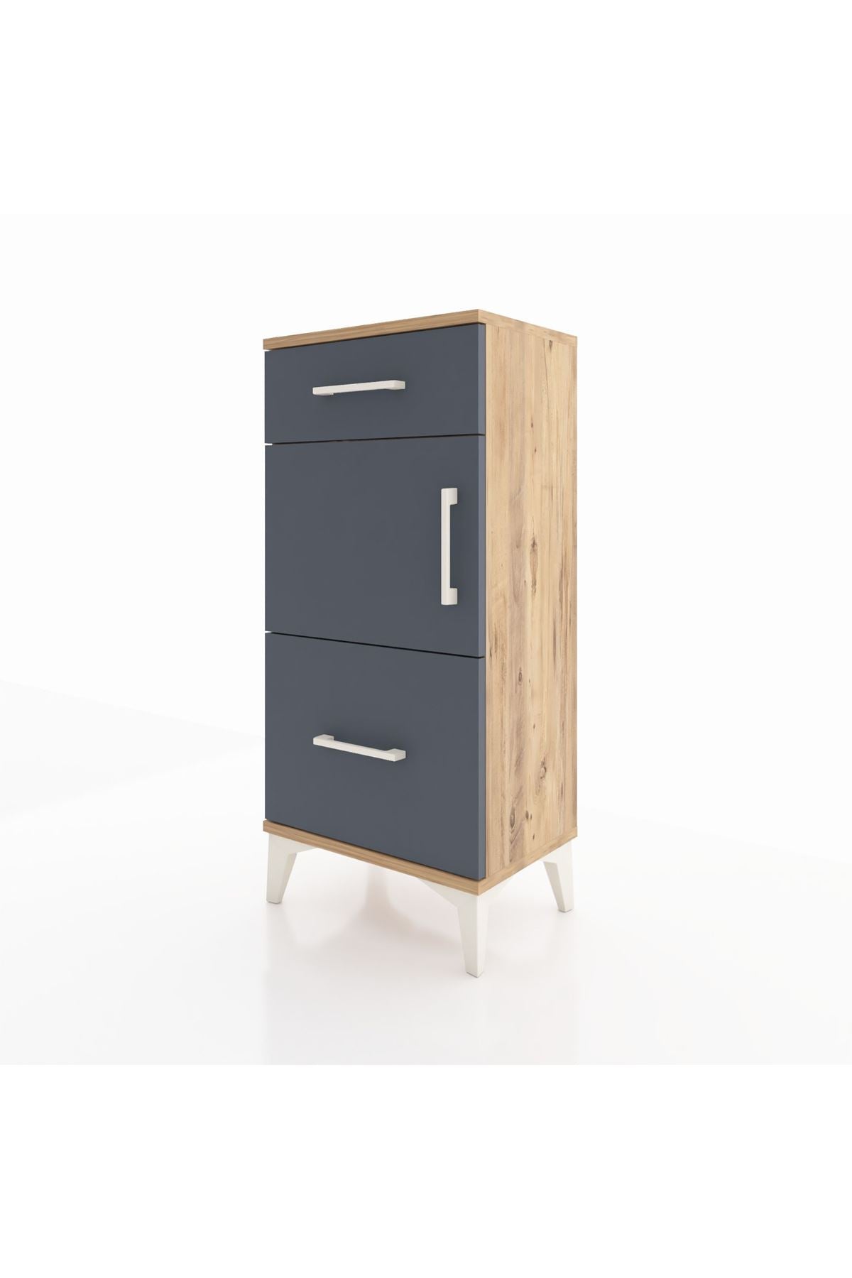 Arges Komodin Tek Raflı 2 Çekmeceli Tek Kapaklı 44x30x96 - S09M030V8A