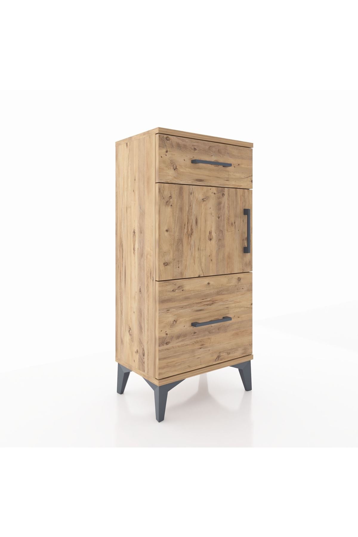 Arges Komodin Tek Raflı 2 Çekmeceli Tek Kapaklı 44x30x96 - S09M030V9A