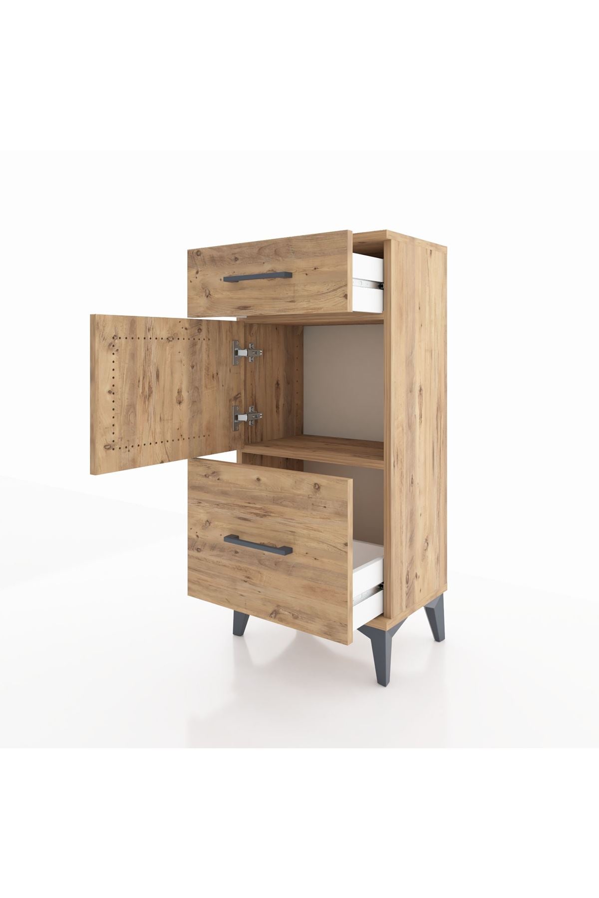 Arges Komodin Tek Raflı 2 Çekmeceli Tek Kapaklı 44x30x96 - S09M030V9A