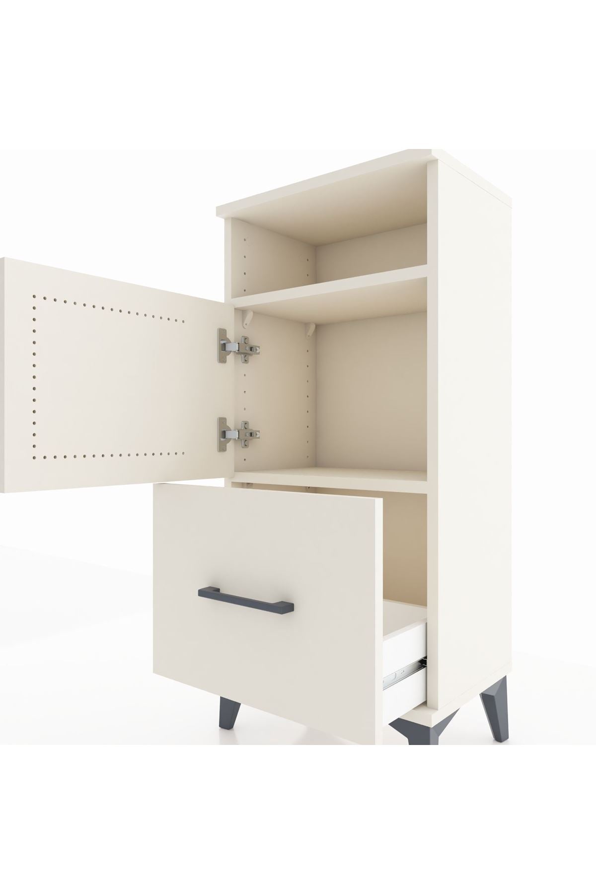 Arges Komodin 2 Raflı Tek Çekmeceli 2 Kapaklı 44x30x96 - S09M031V1A