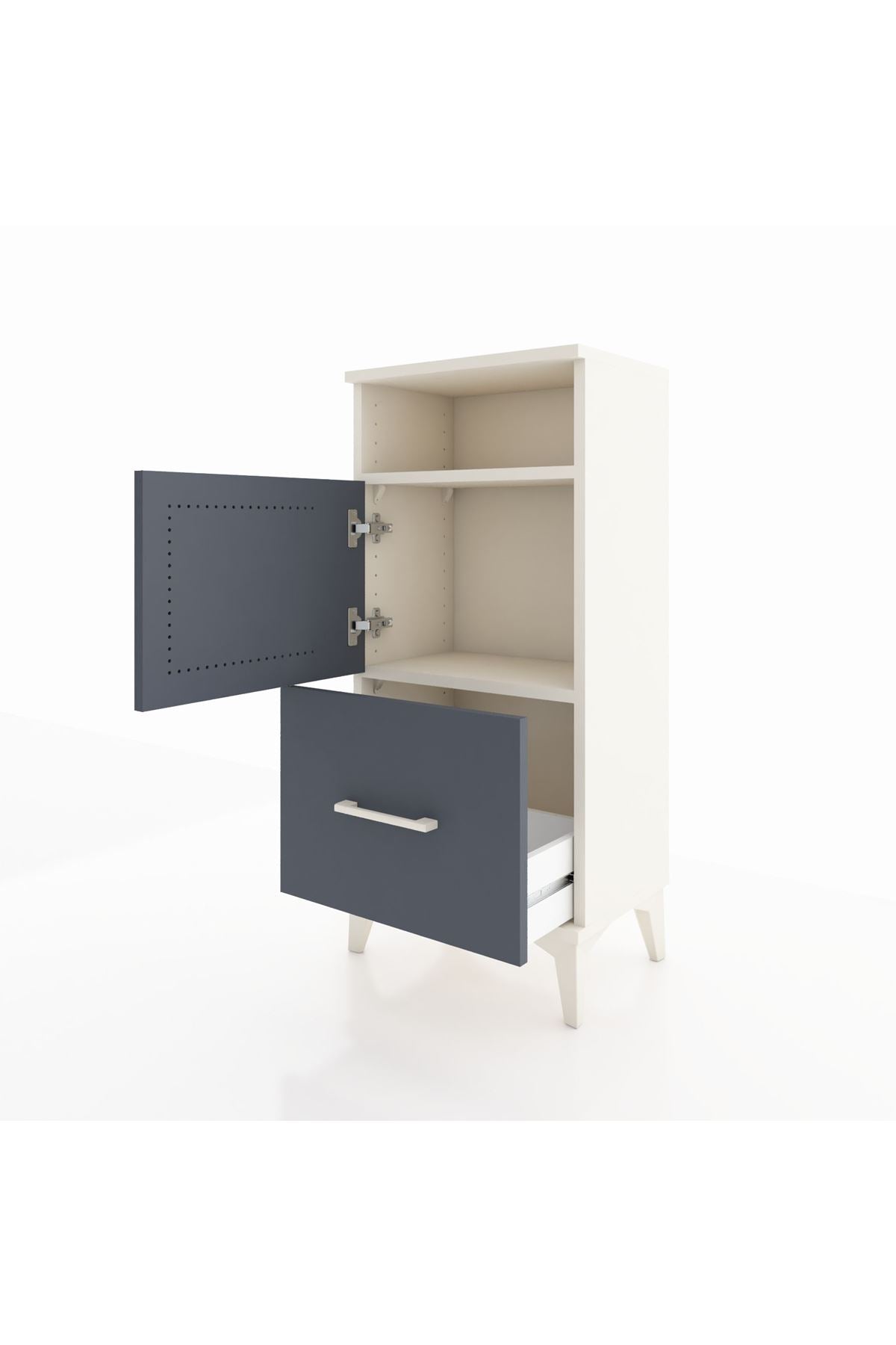 Arges Komodin 2 Raflı Tek Çekmeceli 2 Kapaklı 44x30x96 - S09M031V2A
