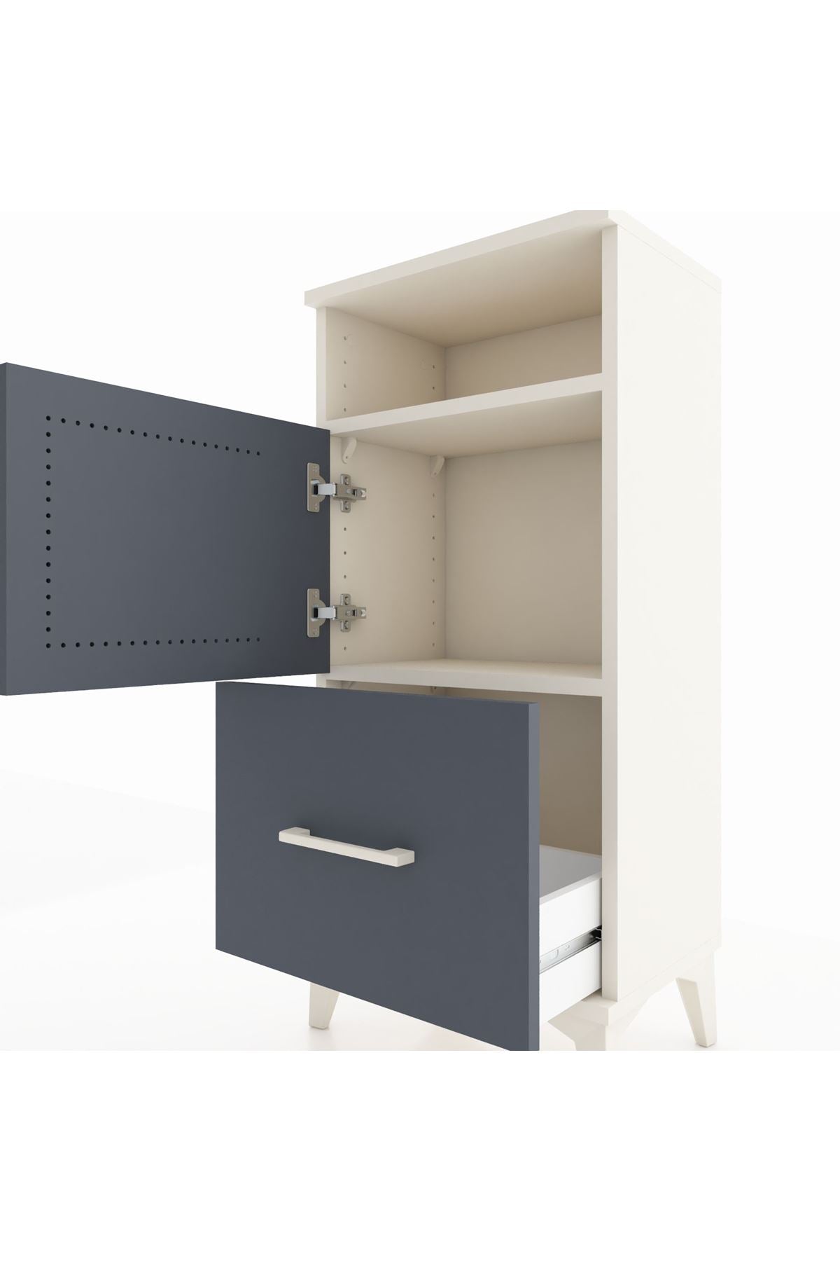 Arges Komodin 2 Raflı Tek Çekmeceli 2 Kapaklı 44x30x96 - S09M031V2A
