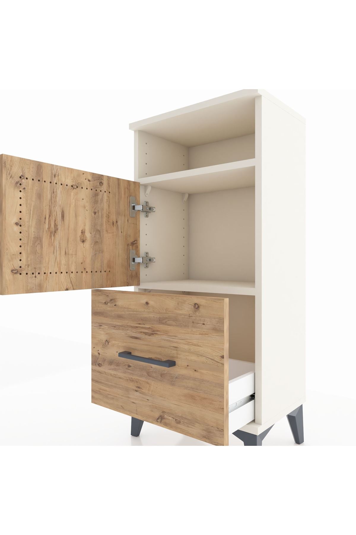 Arges Komodin 2 Raflı Tek Çekmeceli 2 Kapaklı 44x30x96 - S09M031V3A