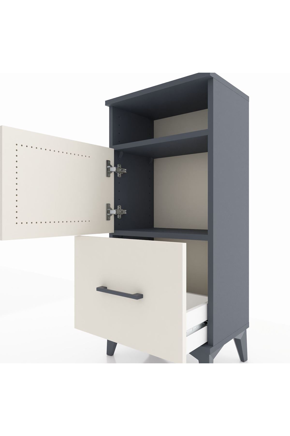 Arges Komodin 2 Raflı Tek Çekmeceli 2 Kapaklı 44x30x96 - S09M031V4A