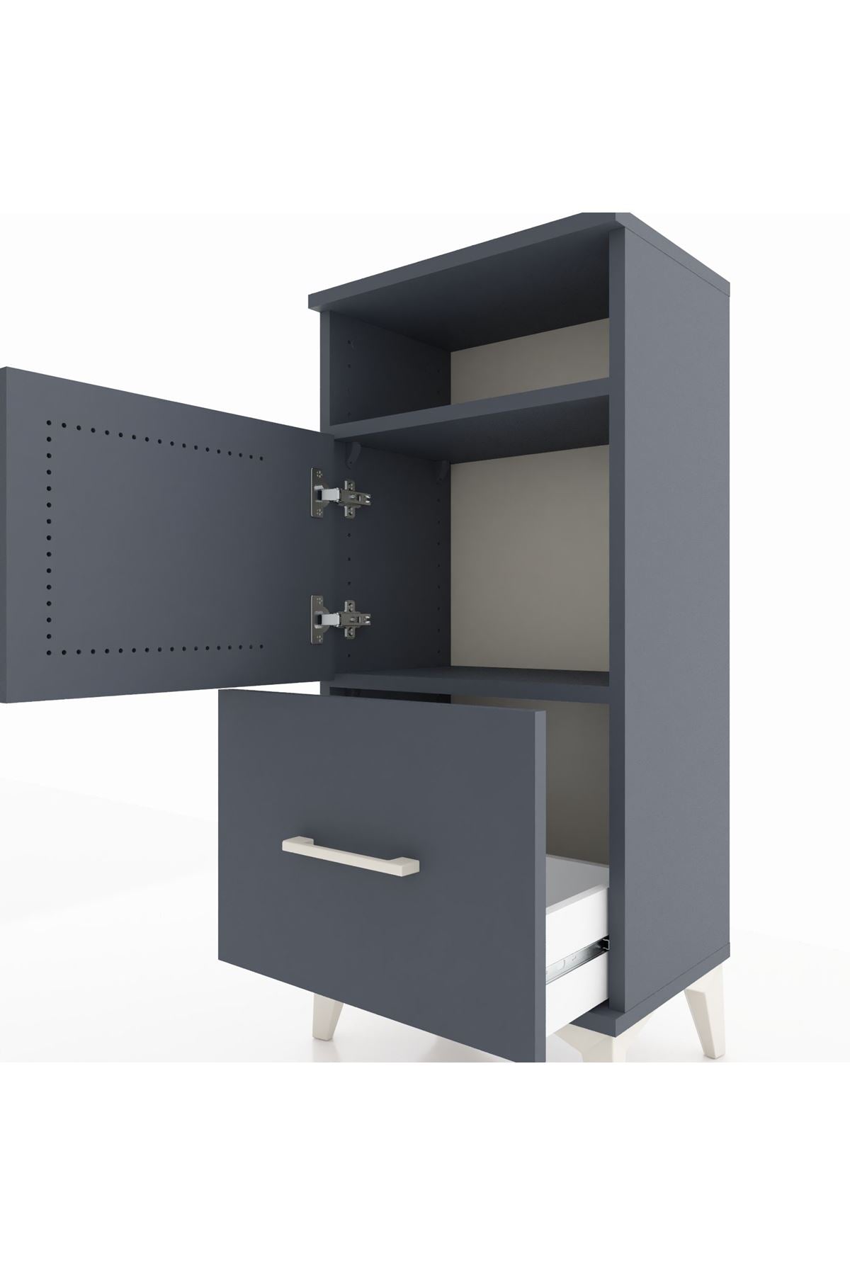 Arges Komodin 2 Raflı Tek Çekmeceli 2 Kapaklı 44x30x96 - S09M031V5A