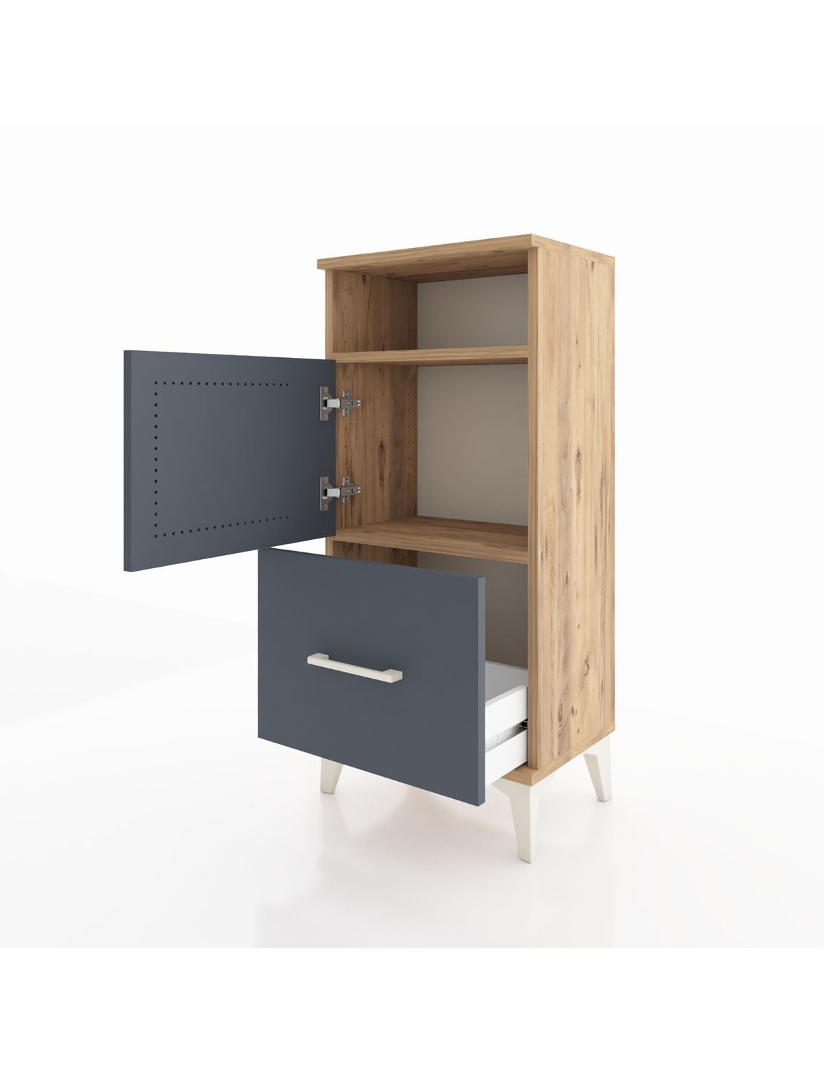 Arges Komodin 2 Raflı Tek Çekmeceli 2 Kapaklı 44x30x96 - S09M031V8A