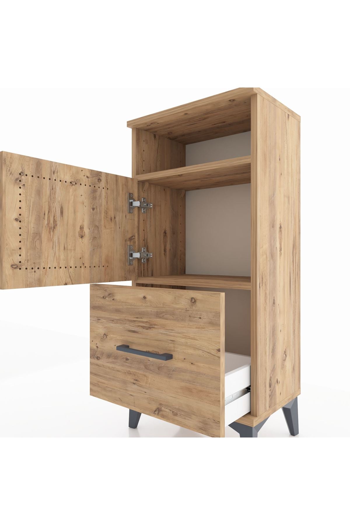 Arges Komodin 2 Raflı Tek Çekmeceli 2 Kapaklı 44x30x96 - S09M031V9A