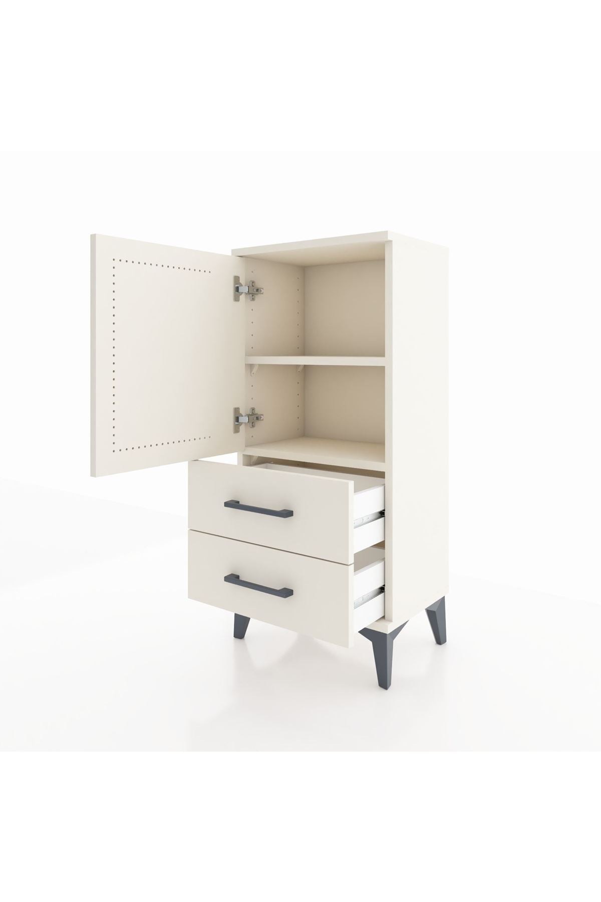 Arges Komodin 2 Raflı 2 Çekmeceli Tek Kapaklı 44x30x96 - S09M032V1A