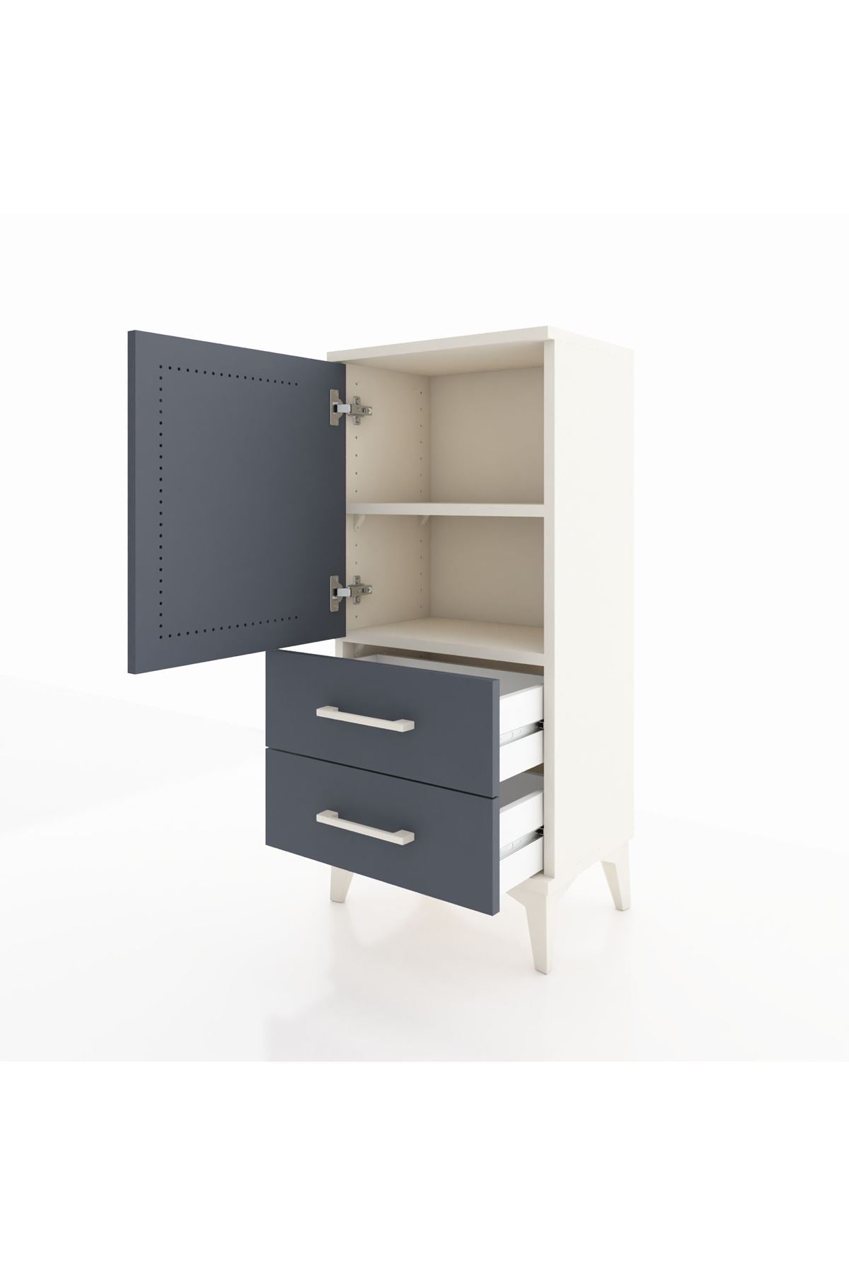 Arges Komodin 2 Raflı 2 Çekmeceli Tek Kapaklı 44x30x96 - S09M032V2A