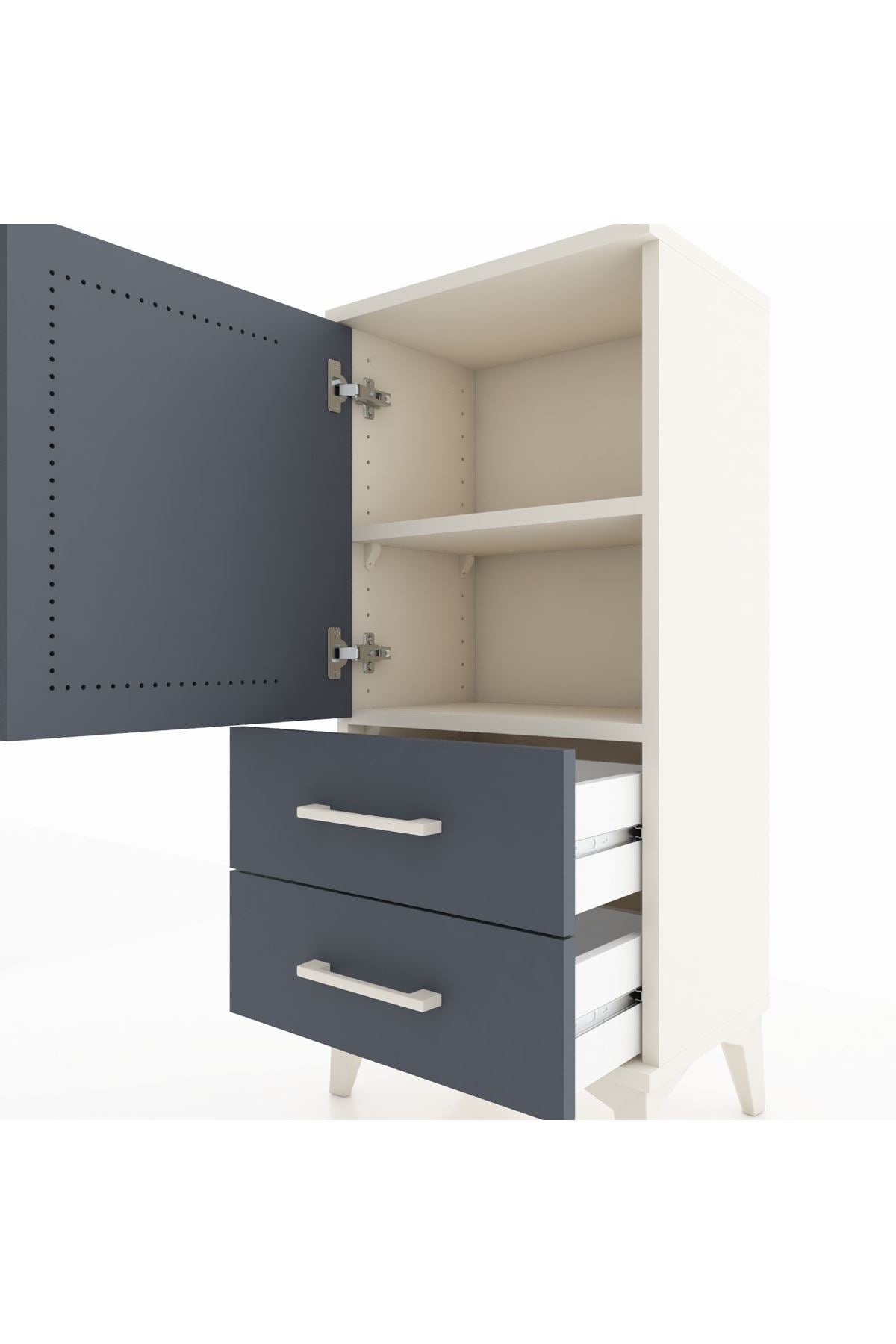 Arges Komodin 2 Raflı 2 Çekmeceli Tek Kapaklı 44x30x96 - S09M032V2A