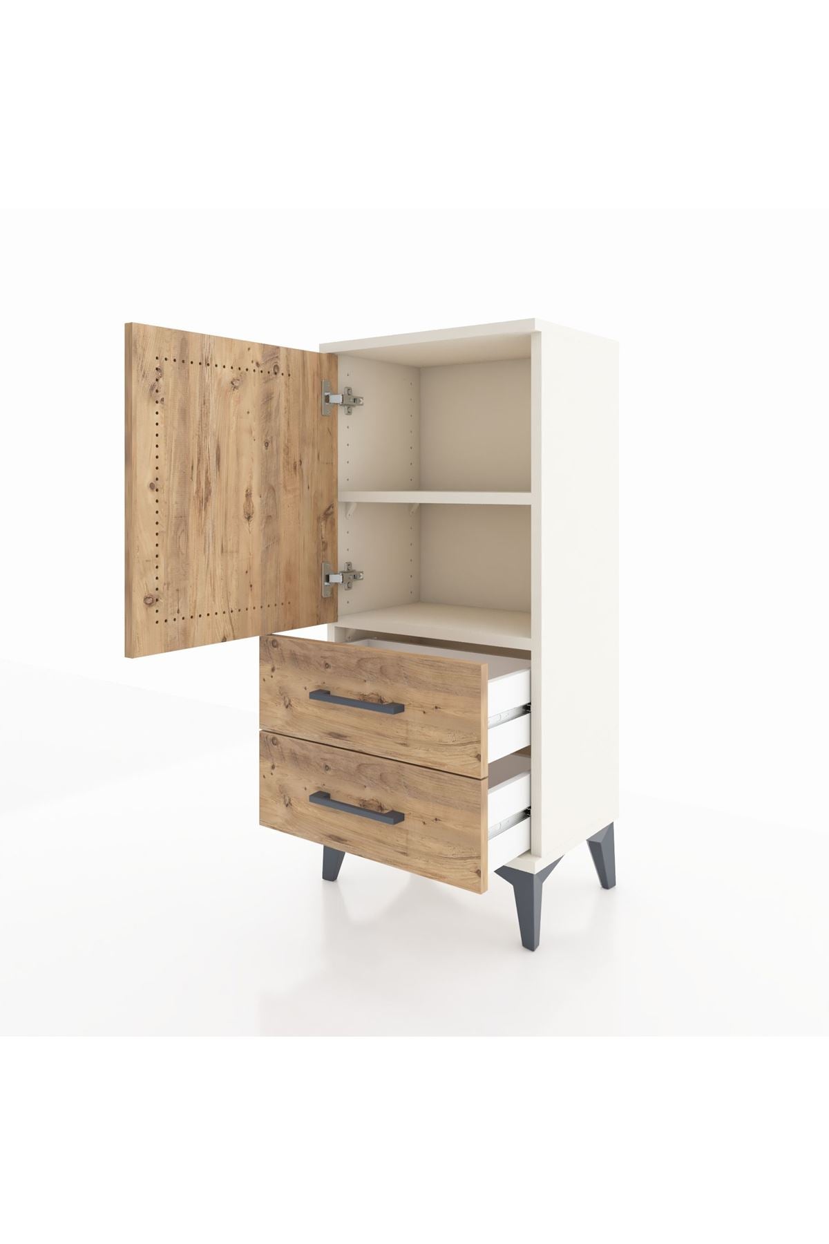 Arges Komodin 2 Raflı 2 Çekmeceli Tek Kapaklı 44x30x96 - S09M032V3A