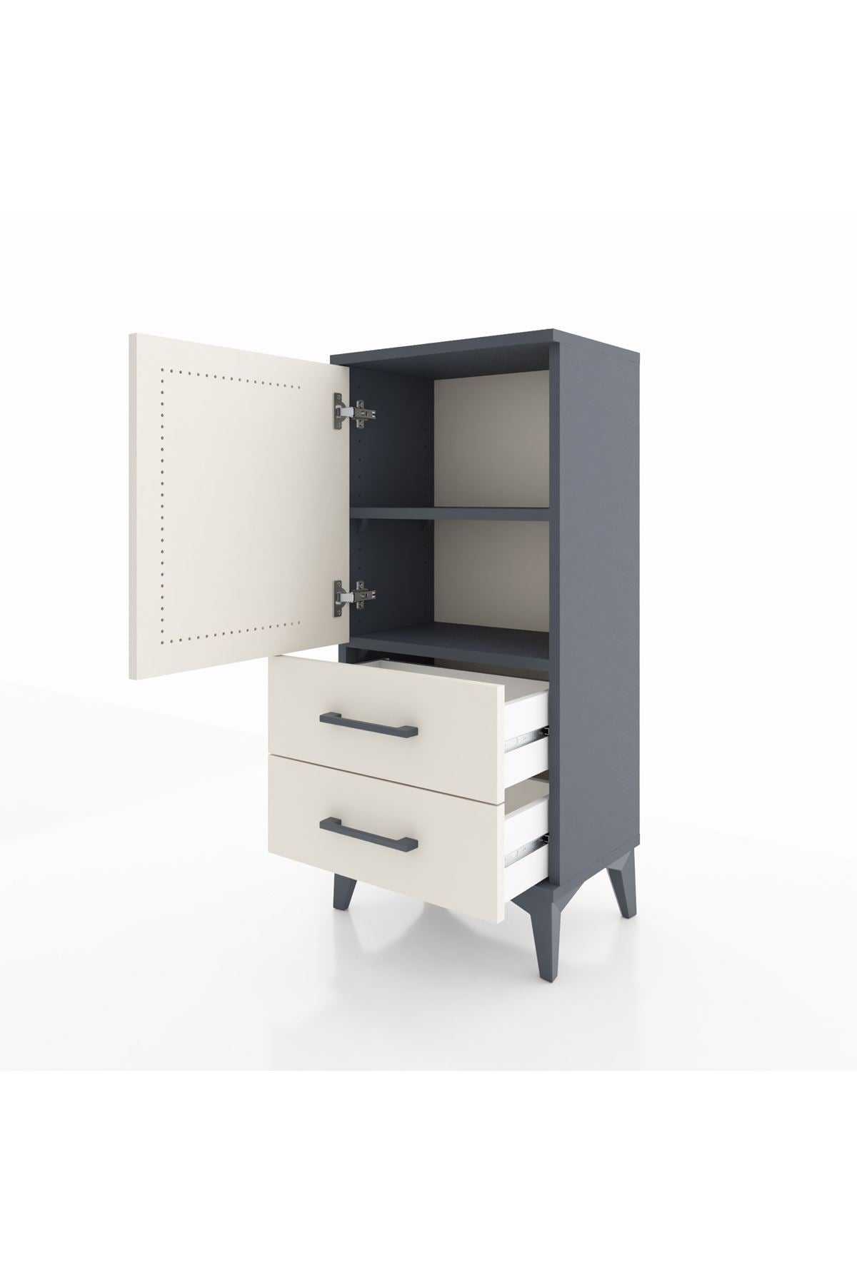 Arges Komodin 2 Raflı 2 Çekmeceli Tek Kapaklı 44x30x96 - S09M032V4A