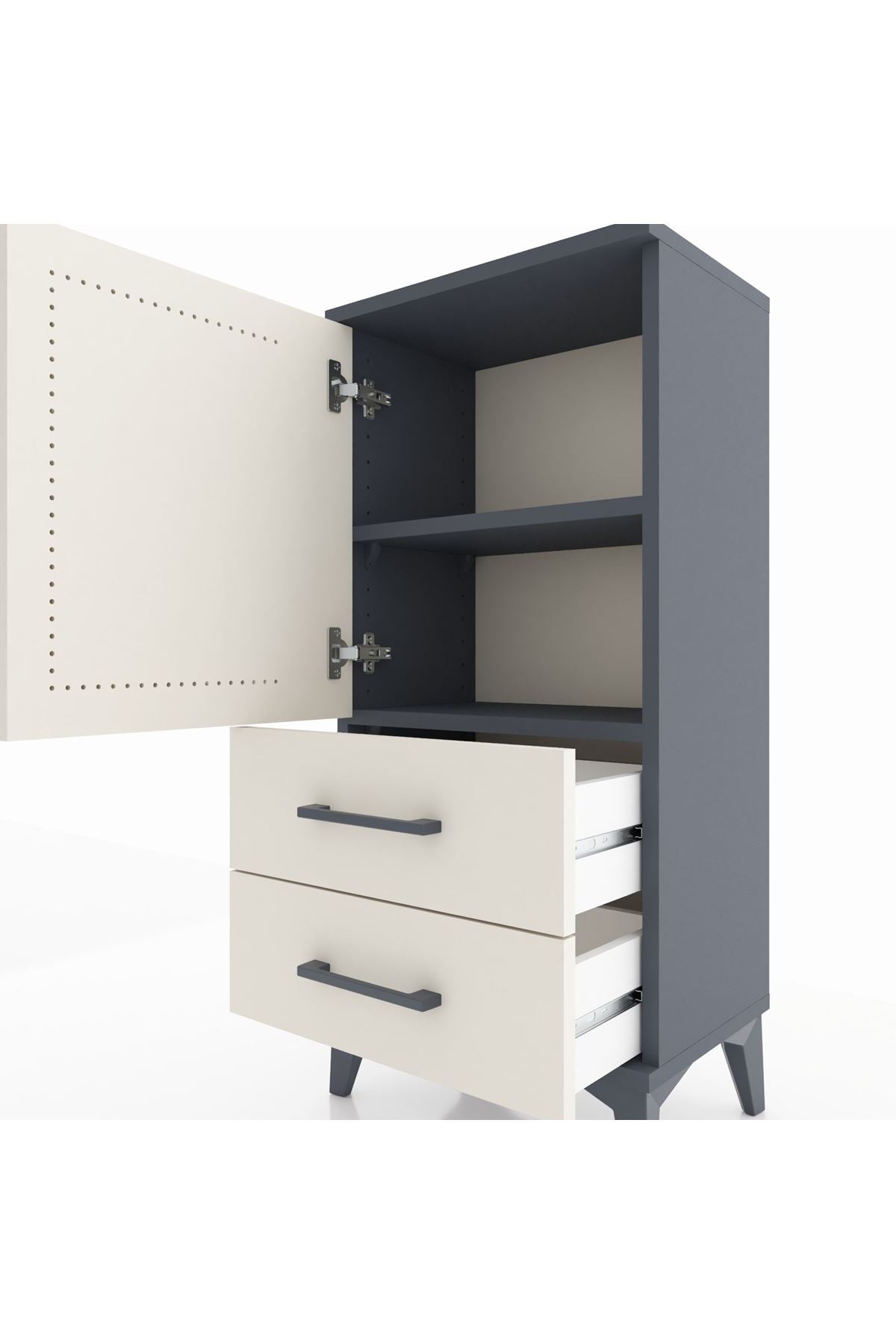 Arges Komodin 2 Raflı 2 Çekmeceli Tek Kapaklı 44x30x96 - S09M032V4A