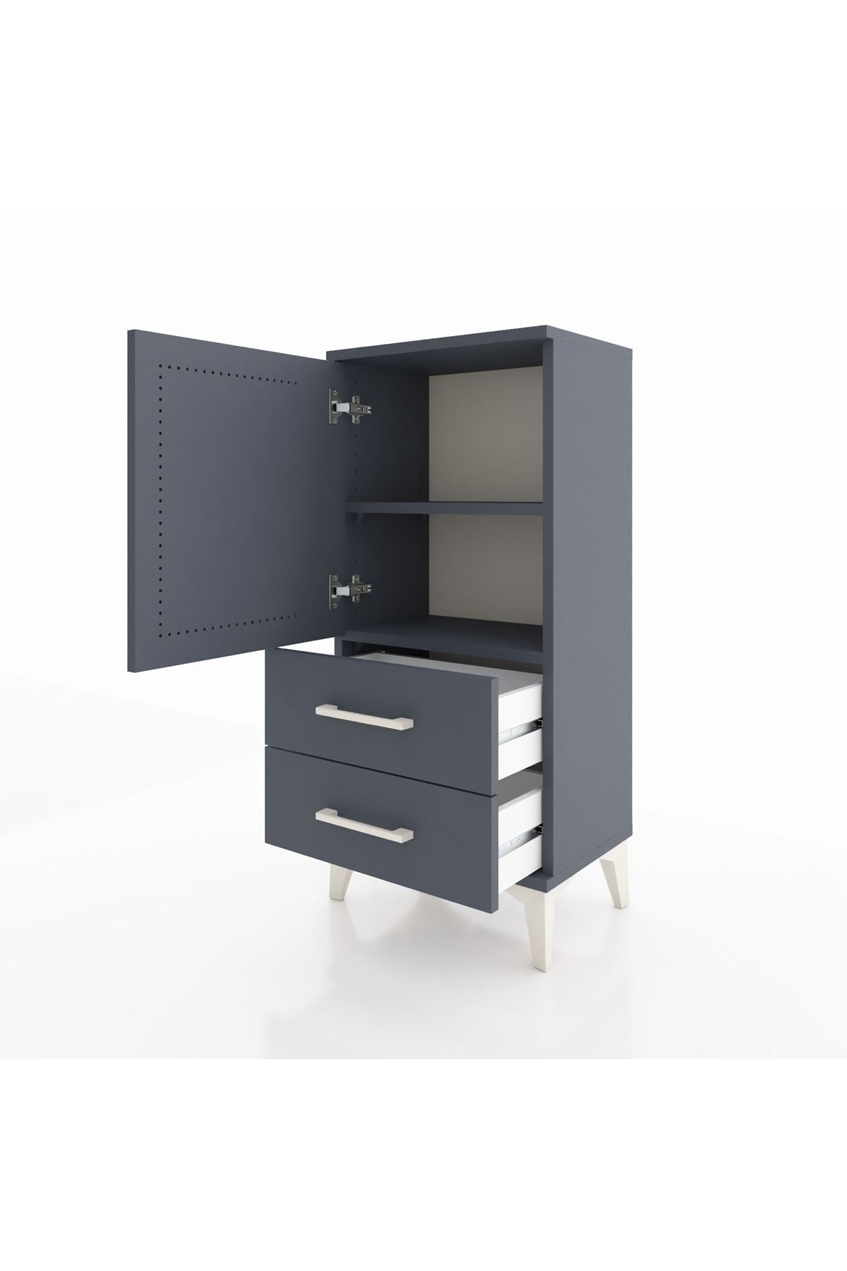 Arges Komodin 2 Raflı 2 Çekmeceli Tek Kapaklı 44x30x96 - S09M032V5A