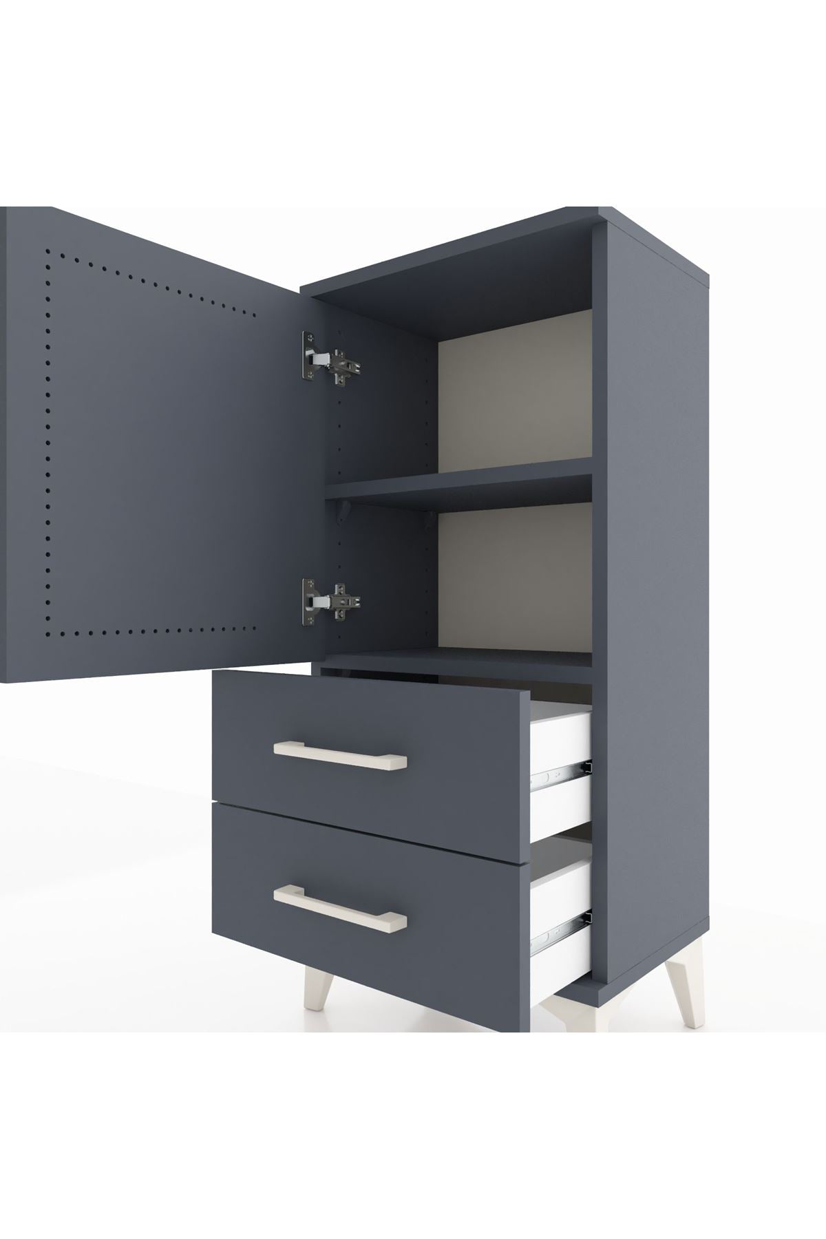 Arges Komodin 2 Raflı 2 Çekmeceli Tek Kapaklı 44x30x96 - S09M032V5A