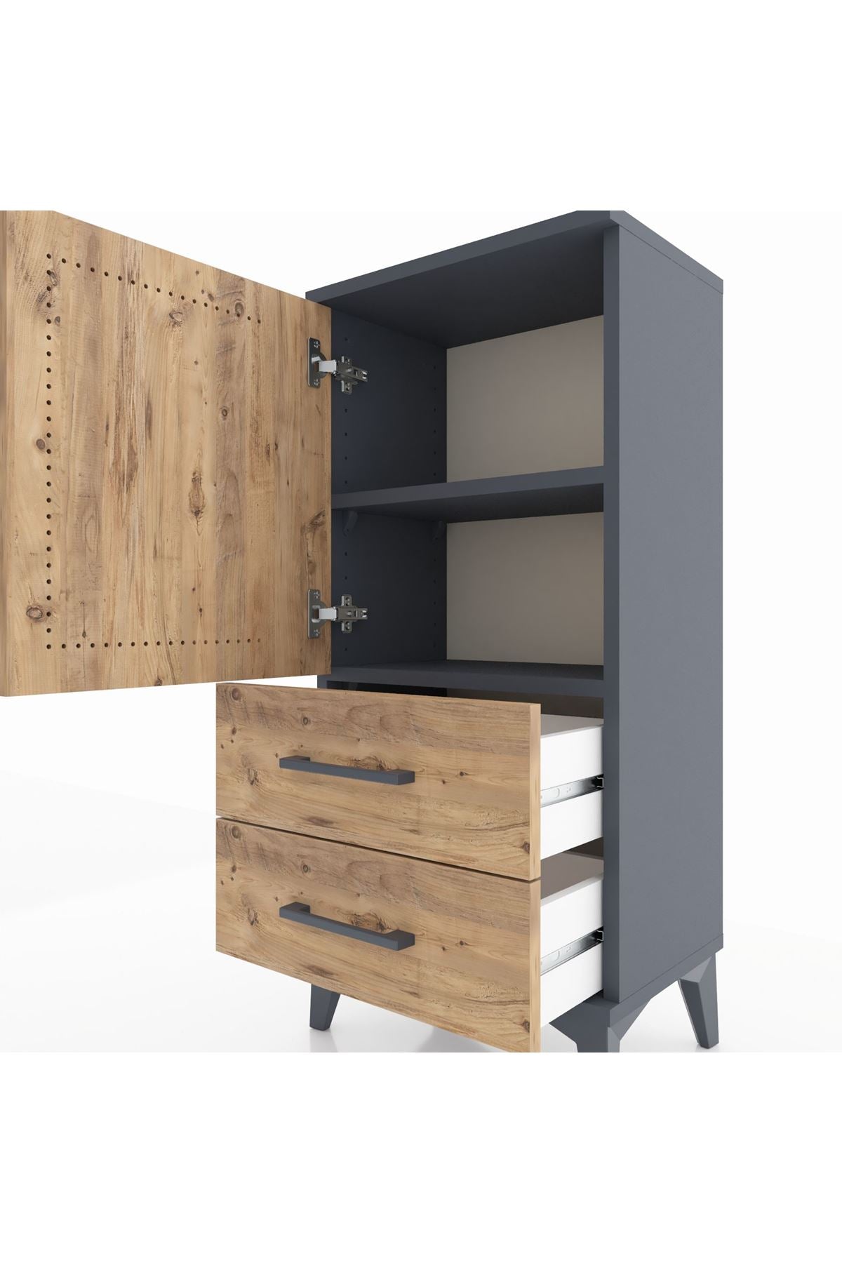 Arges Komodin 2 Raflı 2 Çekmeceli Tek Kapaklı 44x30x96 - S09M032V6A