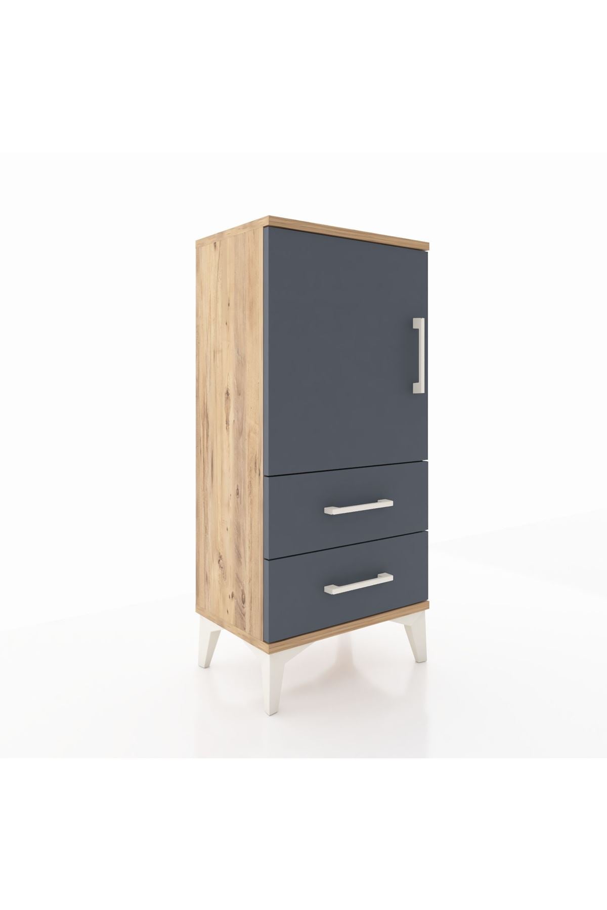 Arges Komodin 2 Raflı 2 Çekmeceli Tek Kapaklı 44x30x96 - S09M032V8A