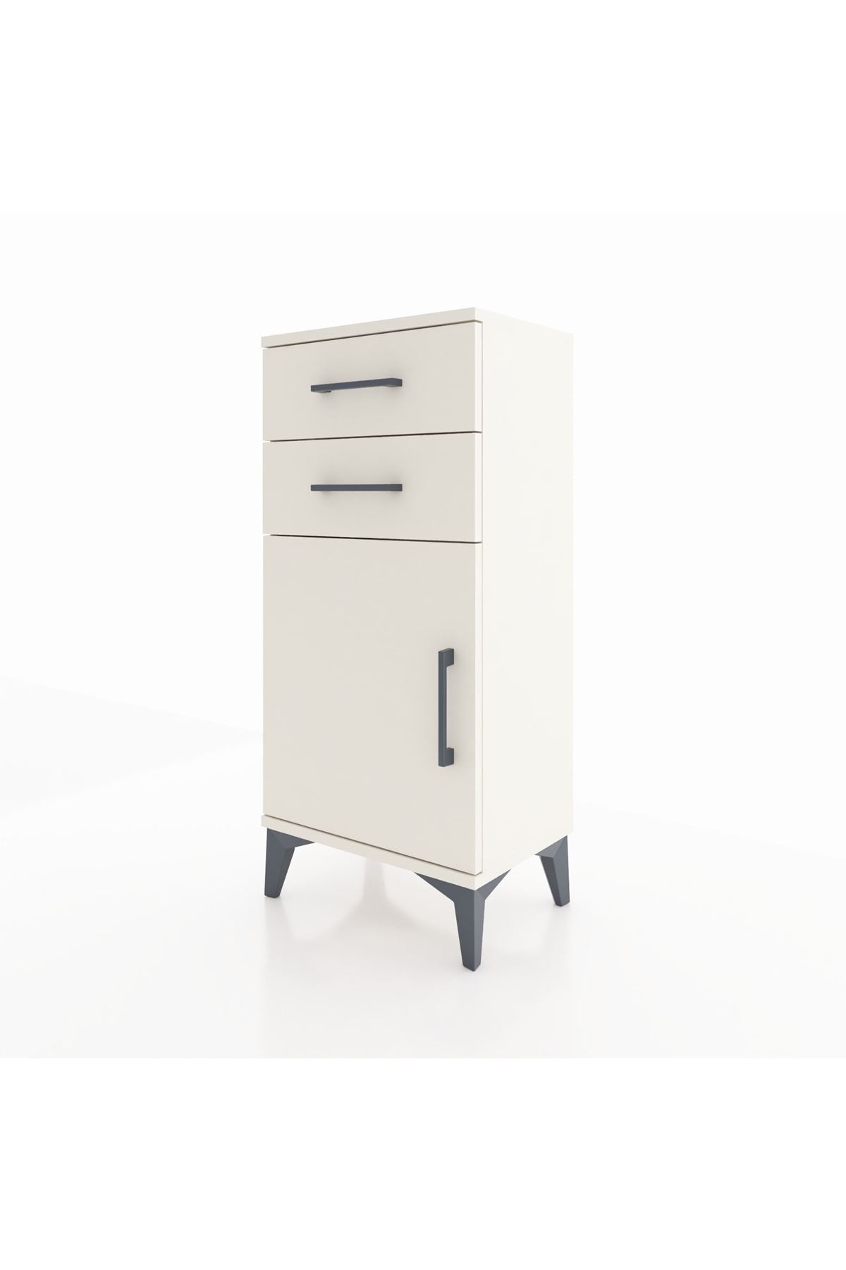 Arges Komodin Tek Raflı 2 Çekmeceli Tek Kapaklı 44x30x96 - S09M034V1A