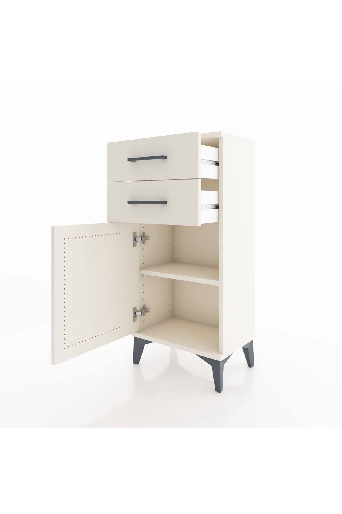 Arges Komodin Tek Raflı 2 Çekmeceli Tek Kapaklı 44x30x96 - S09M034V1A