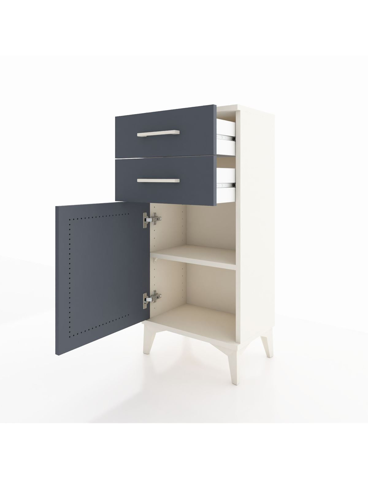 Arges Komodin Tek Raflı 2 Çekmeceli Tek Kapaklı 44x30x96 - S09M034V2A