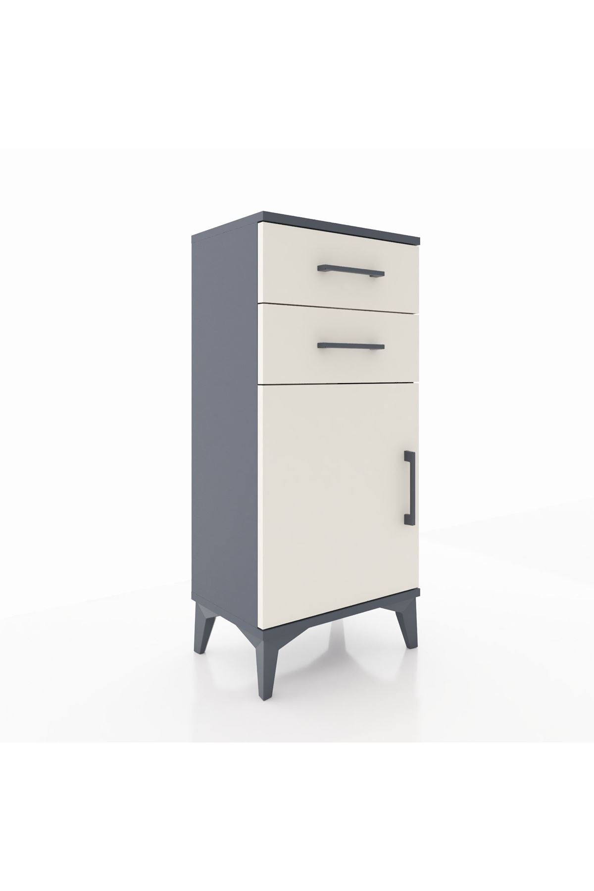 Arges Komodin Tek Raflı 2 Çekmeceli Tek Kapaklı 44x30x96 - S09M034V4A
